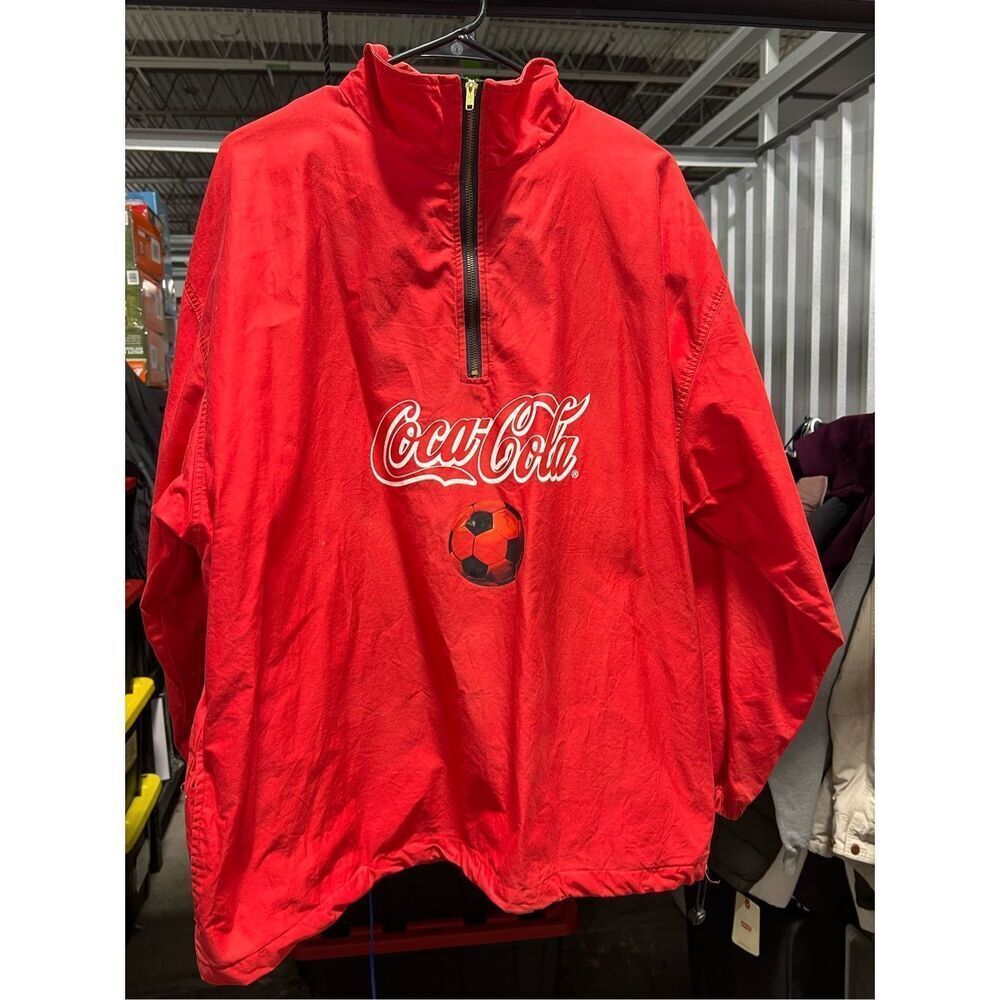 VINTAGE Coca-Cola SOCCER Jacket Wind Resistant XL - Picture 1 of 14